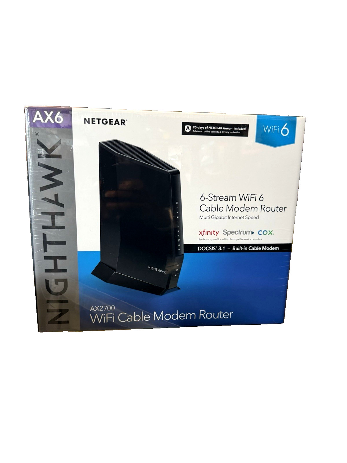 NETGEAR CAX30-100NAR AX2700 Nighthawk DOCSIS 3.1 2.7Gbps WiFi Cable Modem Router