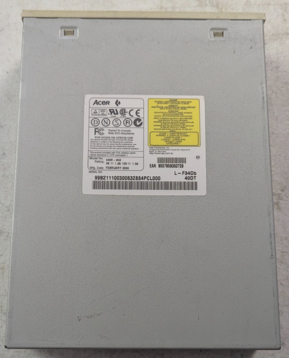 Acer 640V-003 40x Max IDE/PATA CD-ROM Internal Drive Beige L-F34Db 40DT