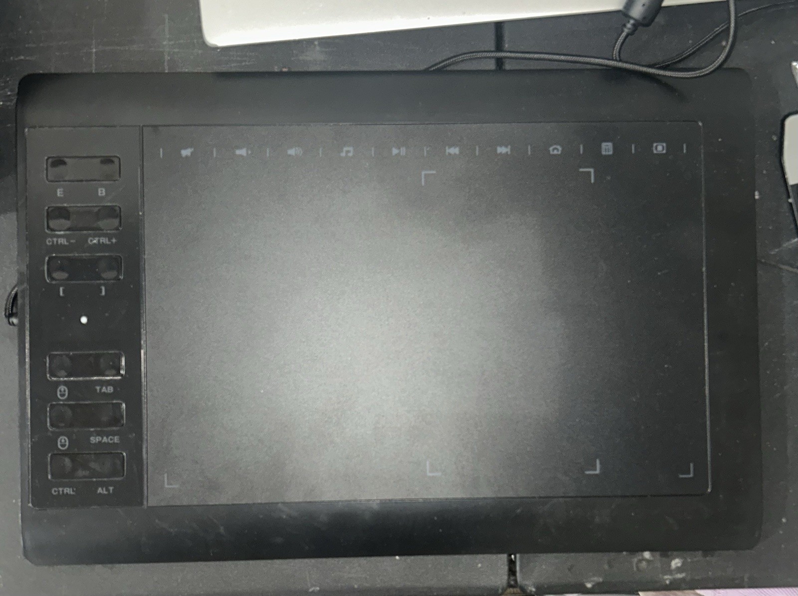 Wired Black Graphics Tablet with Stylus, Stand, USB Cables, and Accessories