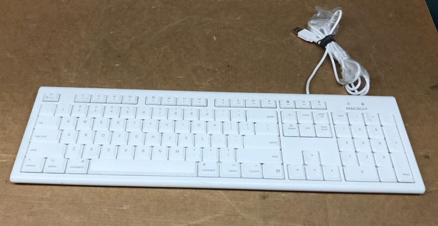 Macally QKEY Wired USB Keyboard for Windows PC, MAC, etc  - White