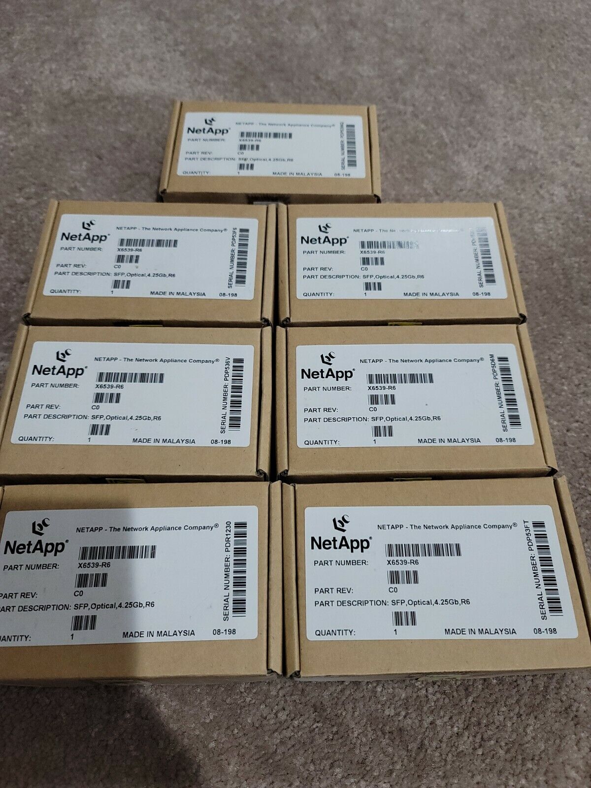 NetApp X6539-R6 SFP+ Optical R6 4.25Gb Shortwave GBIC Transceiver New ( 7 QTY)