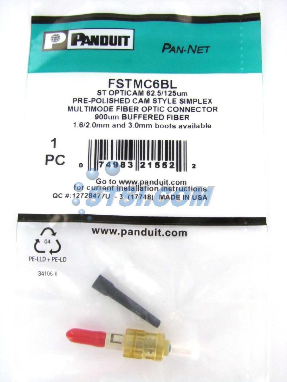 Panduit FSTMC6BL Opticam ST Simplex OM1 Multimode 62.5 Fiber Connector ~STSI