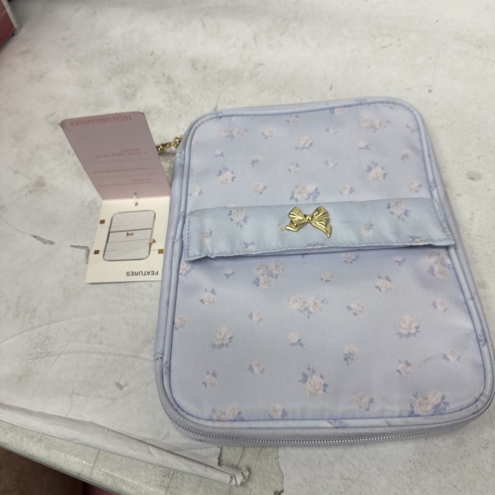 LoveShackFancy Yoobi Everblooming Rosettes Tech Organizer Whisper Blue SOLD OUT