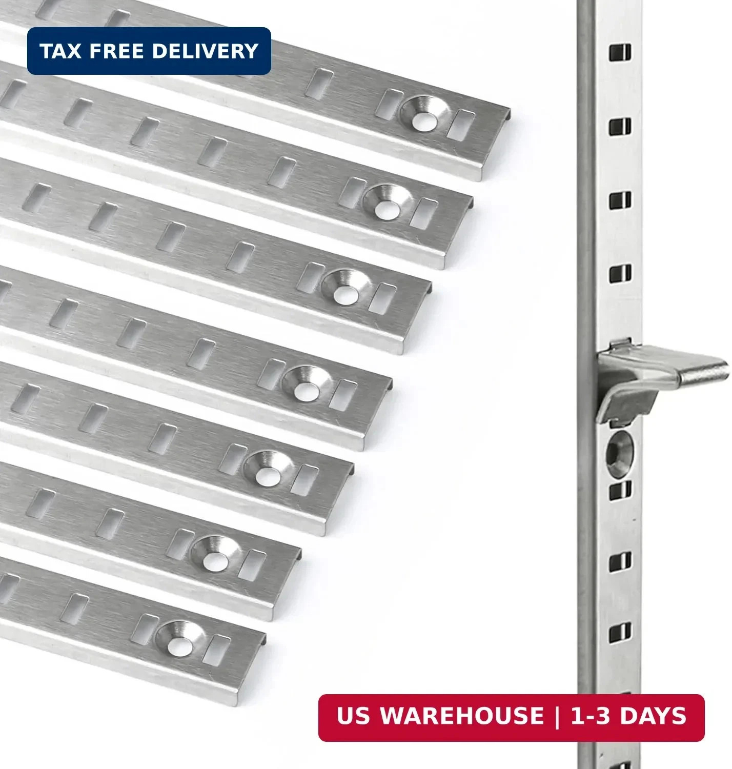 17Inch 8 Pcs Pilaster Shelf Brackets, Adjustable Mortise Mount Shelf Rails with