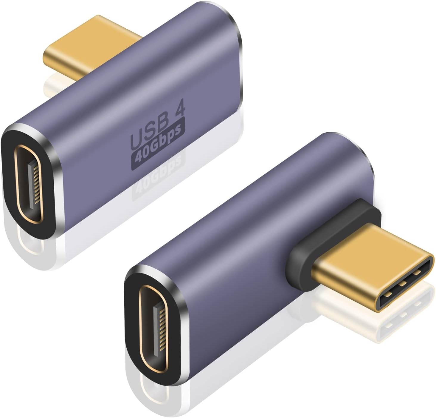 Poyiccot USB-C Right Angle 90 Degree Adapter 40Gbps 8K 60Hz 100W USB-C M to F