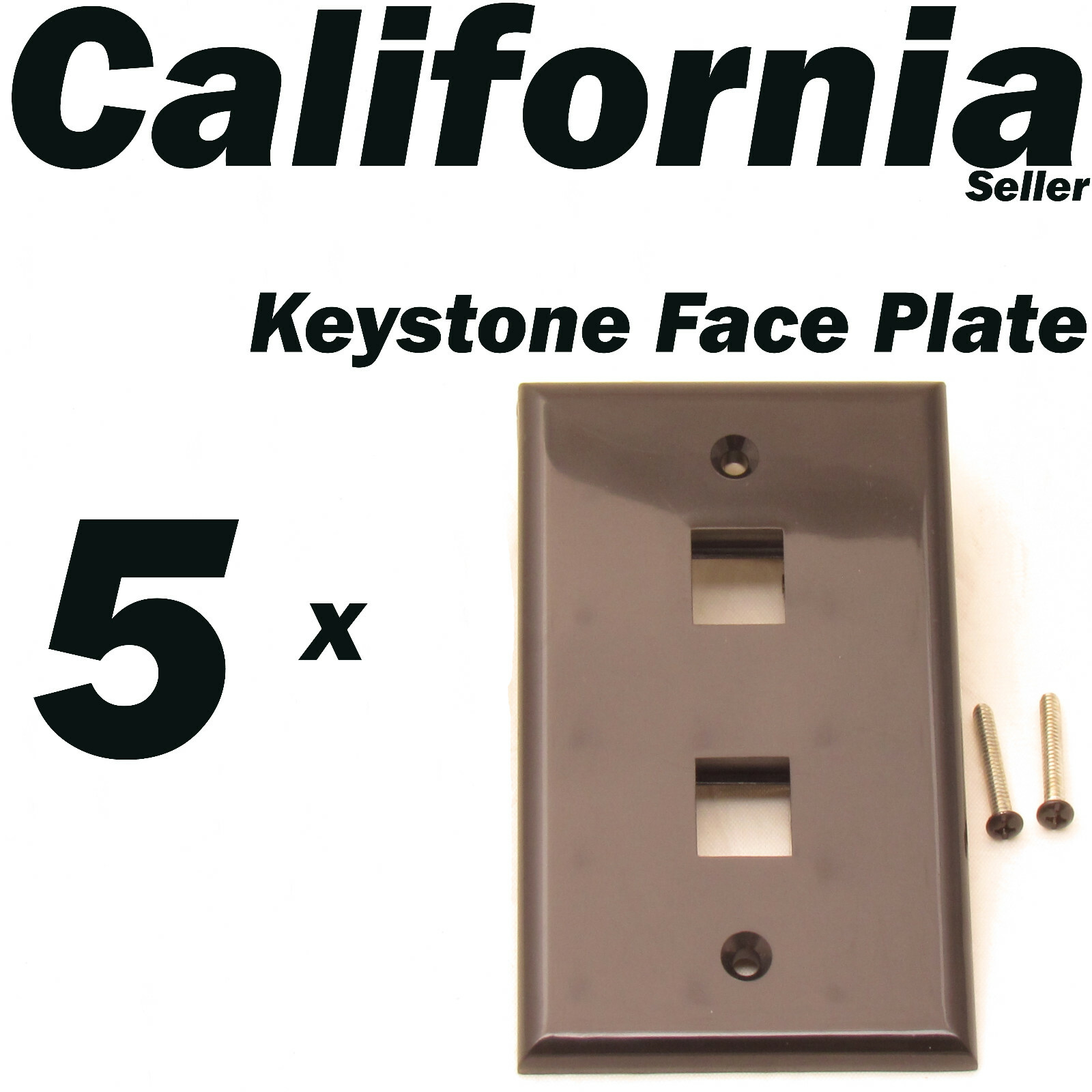 5 X Faceplate 2 Port Keystone Jack RJ45 CAT5 CAT5e CAT6 Network Wall Plate Black