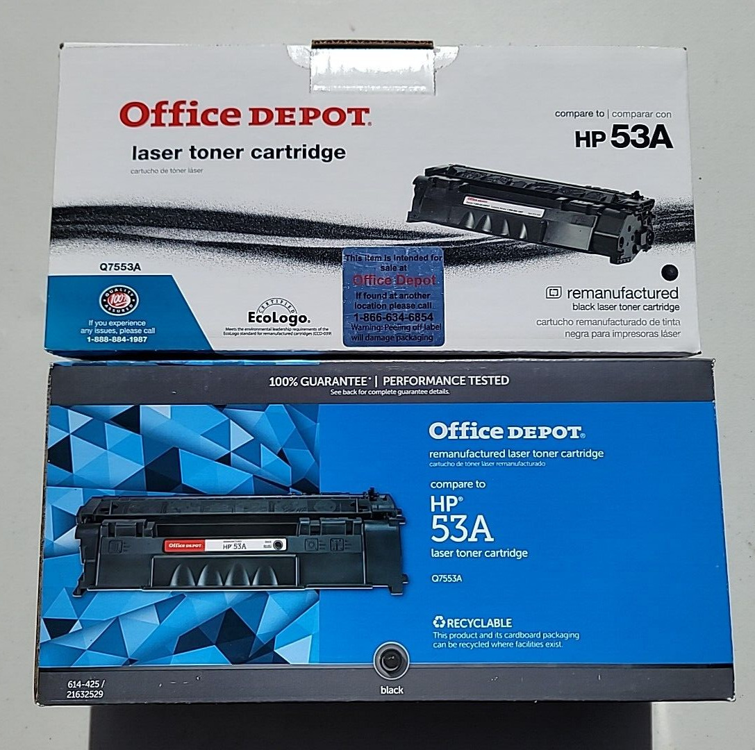 Office Depot 2Pack Reman Toner HP 53A Reman Black Laser Toner Cartridge Q7553A