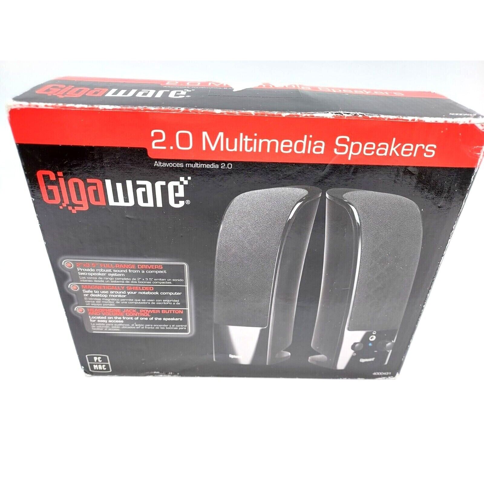 Gigaware 2.0 Multimedia Computer Speakers 4000431 w/Power Cord
