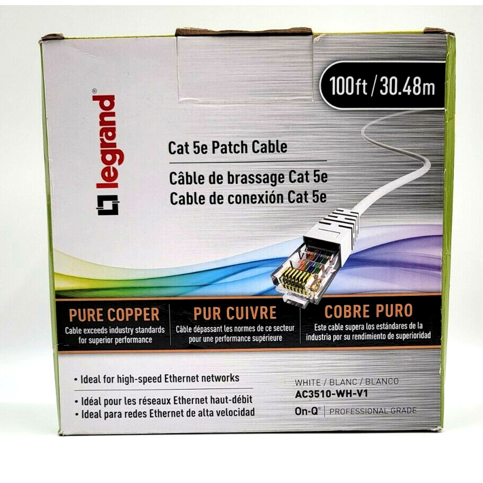 Legrand CAT 5e Patch Cable Wire Computer Network Data Cable 100 ft. Pure Copper
