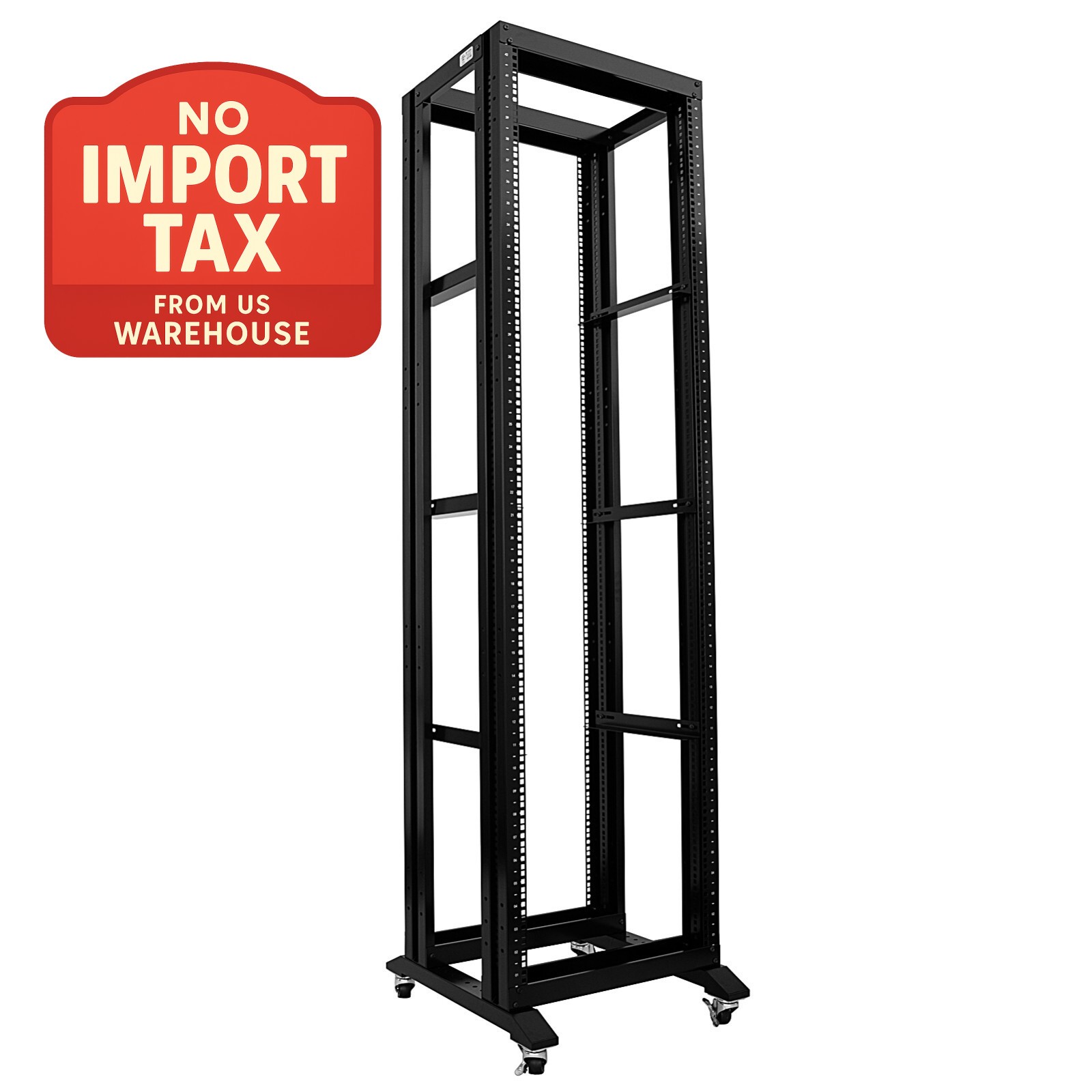 7FT 42U Open Frame Server Network Rack 17" Deep 600MM 4 Post 3 paris L rails