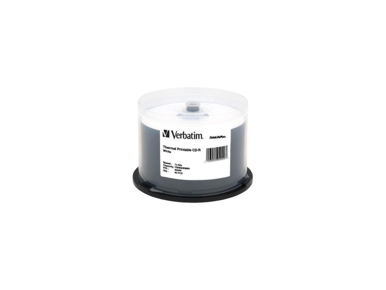 Verbatim CD-R 80MIN 700MB 52X DataLifePlus White Thermal Printable, 50pk Spindle