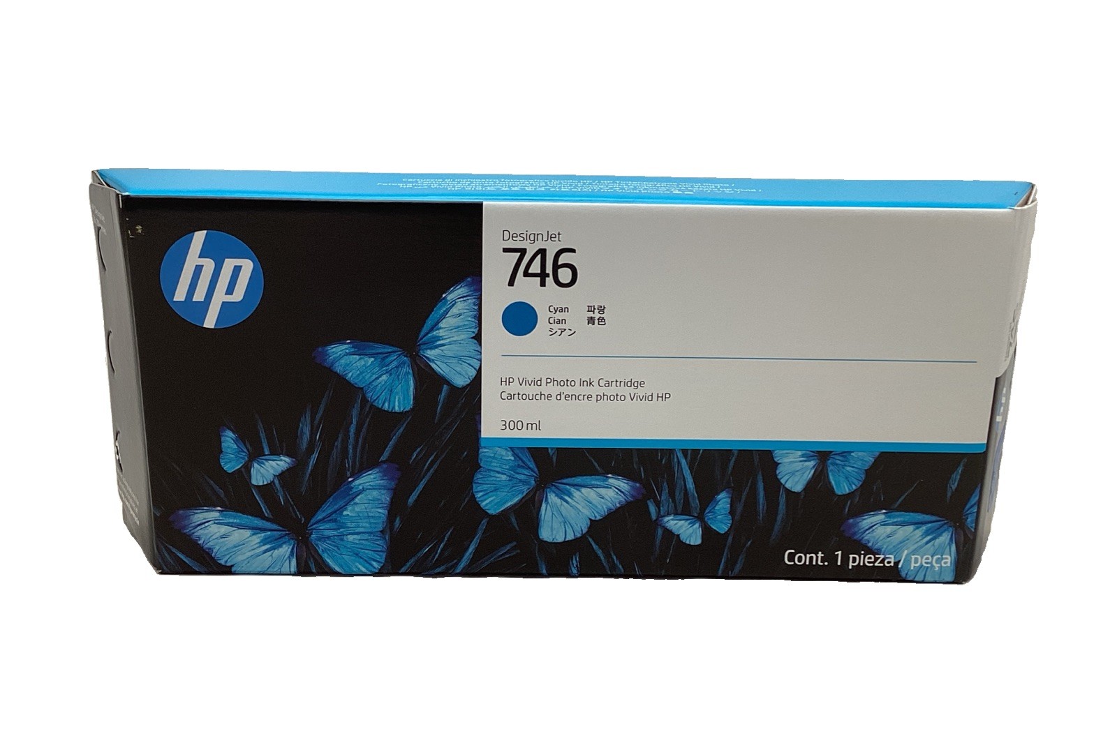 HP 746 DesignJet Cyan Vivid Photo Ink Cartridge, P2V80A, 300-ml