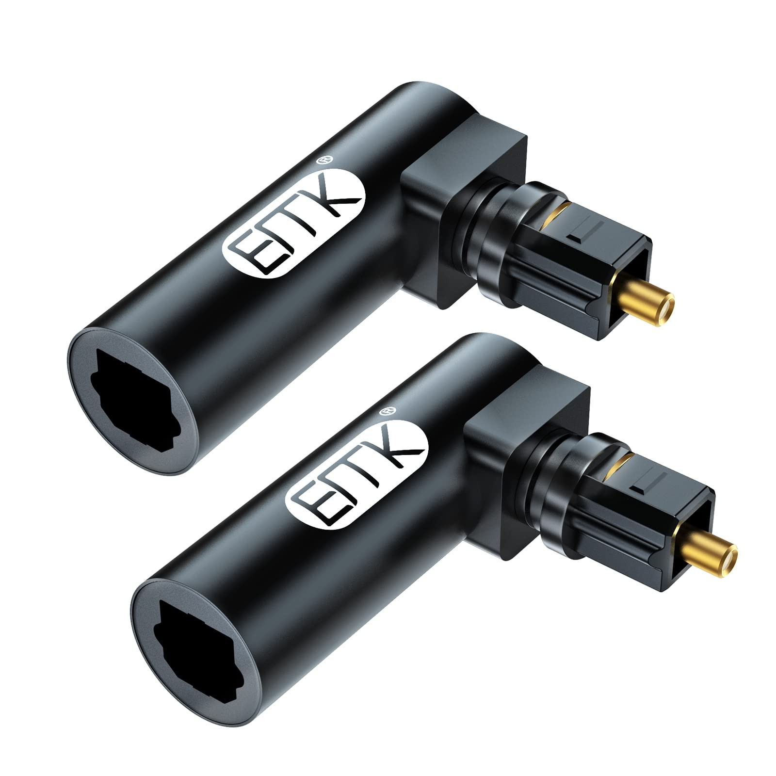 EMK Optical Audio 1.2 inches, 90 Degree Adapter 2-Pack Black