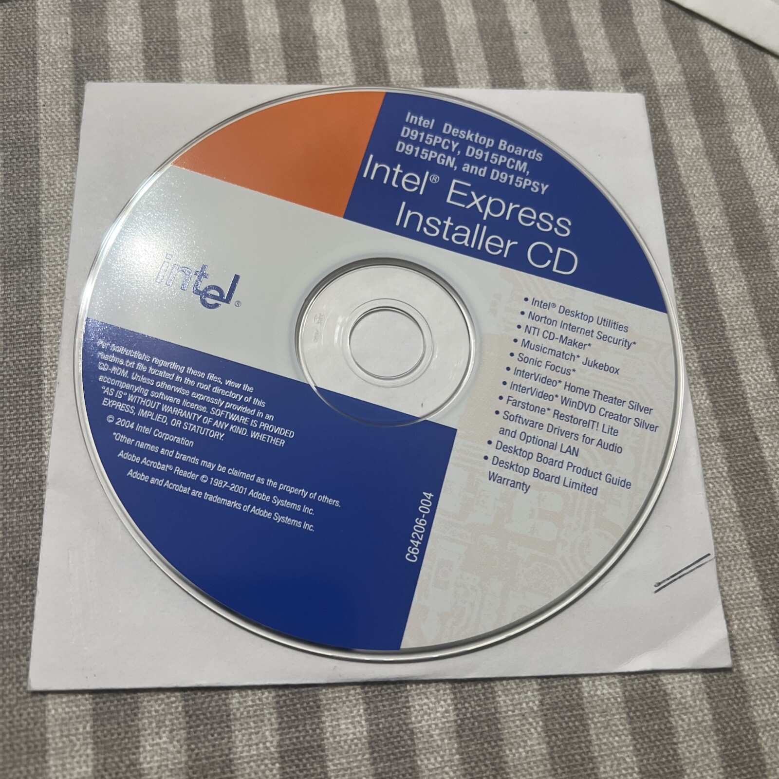 Intel Express Installer CD For Intel Desktop Boards D915pcy, D915pcm, D915pgn