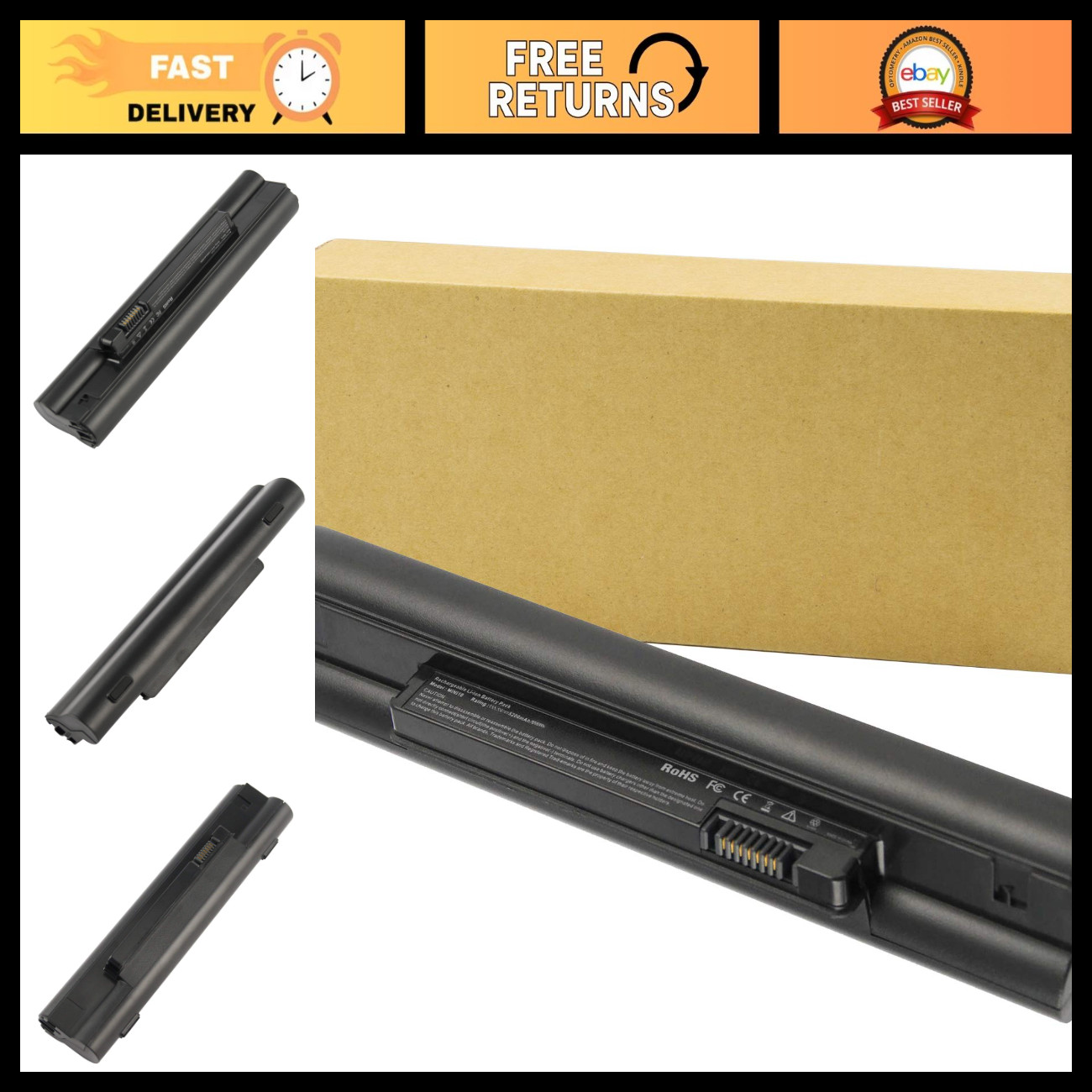High-Capacity Laptop Battery 5200mAh 10.8V for Inspiron Mini 10/11z, 6-Cell