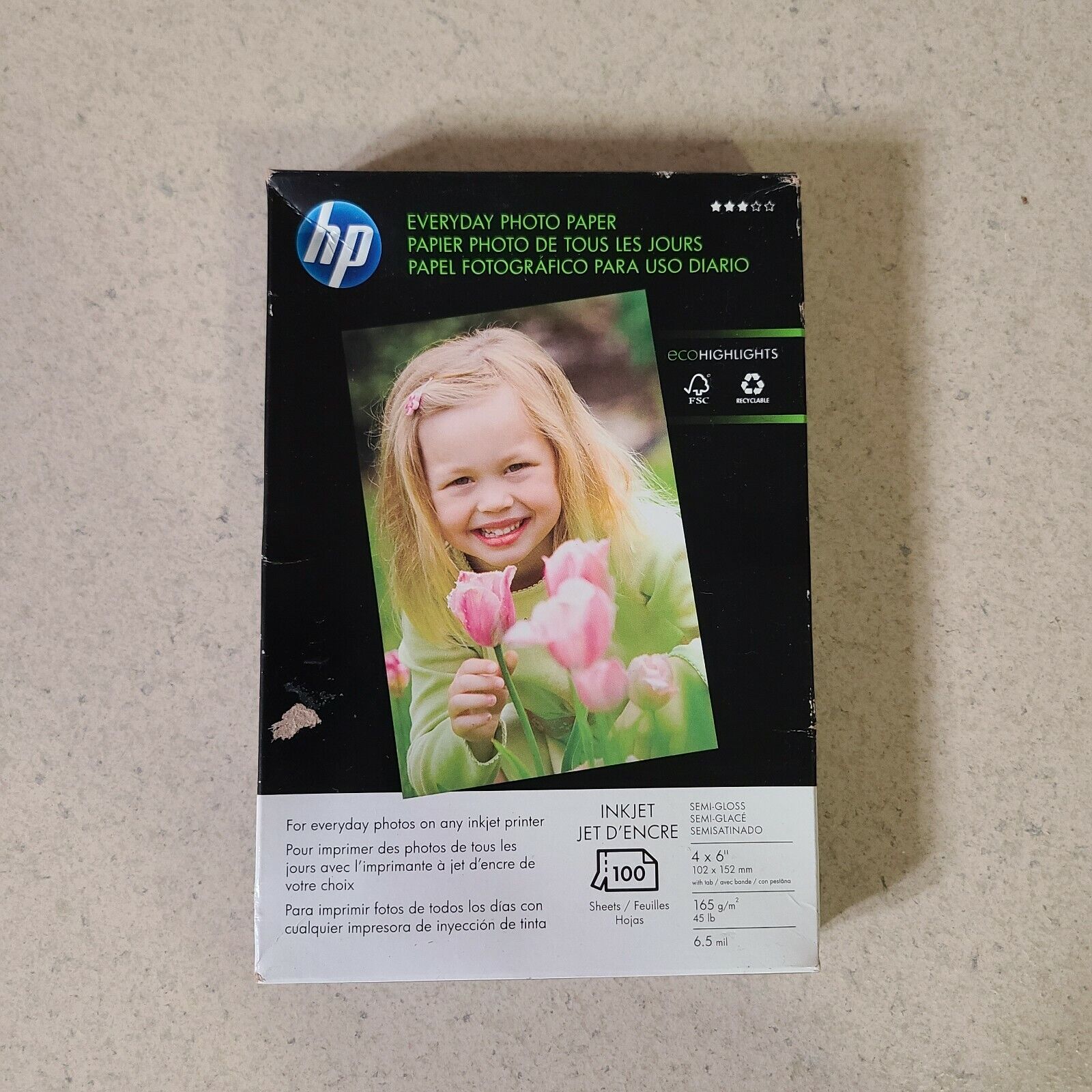 Genuine HP Everyday Photo Paper 100 Sheets 4x6 Glossy Sealed