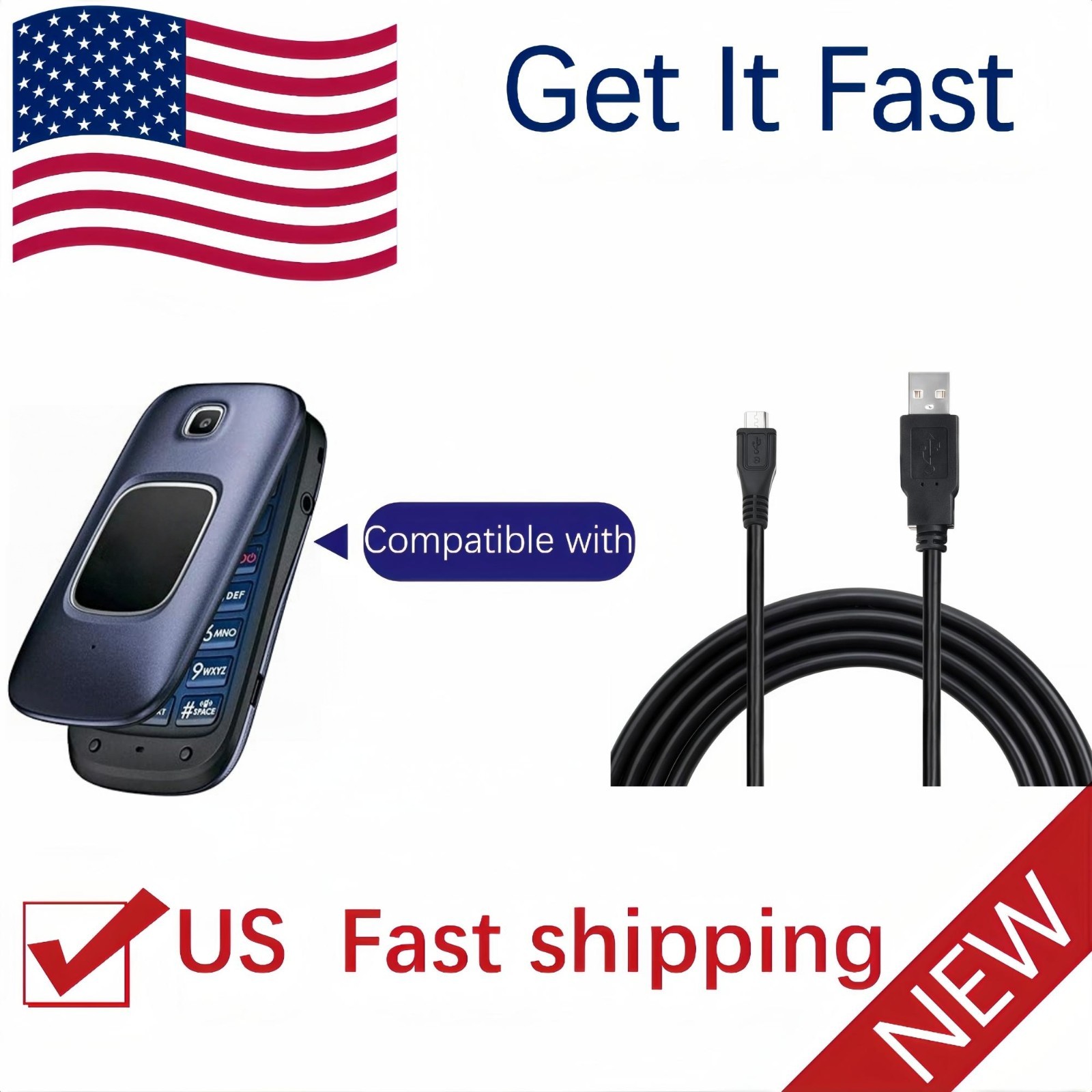 5FT USB Cable Cord Compatible with Verizon Kyocera Cadence LTE S2720