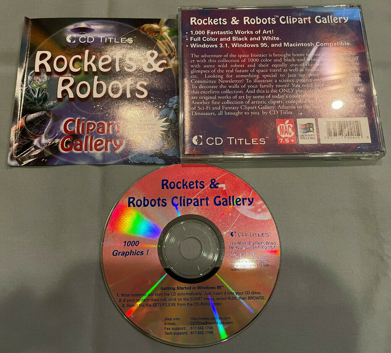 Rockets & Robots Clipart Gallery - 1996 PC Computer CD Titles Software in Case