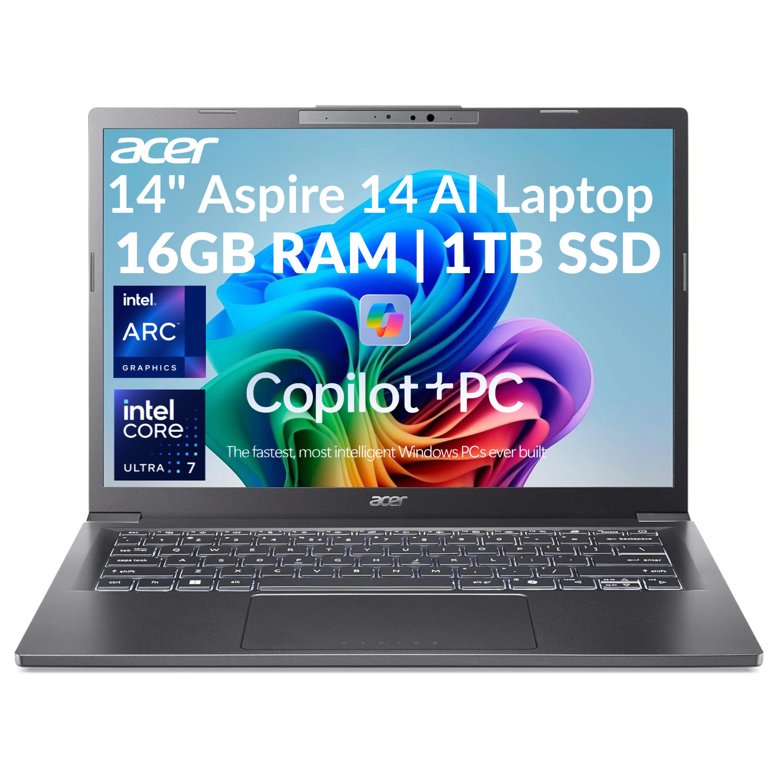 Acer Aspire 14 AI Laptop IntelCoreUltra7 256V+ARC 16GB RAM 1TB SSD Refurbished