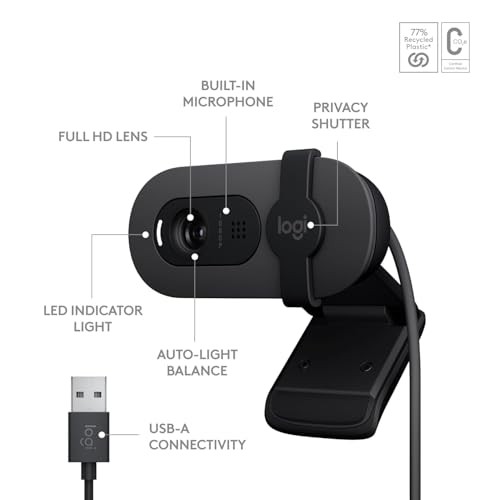 LOGITECH 960001580 BRIO 100 1080P FULL HD WEBCAM - GRAPHITE