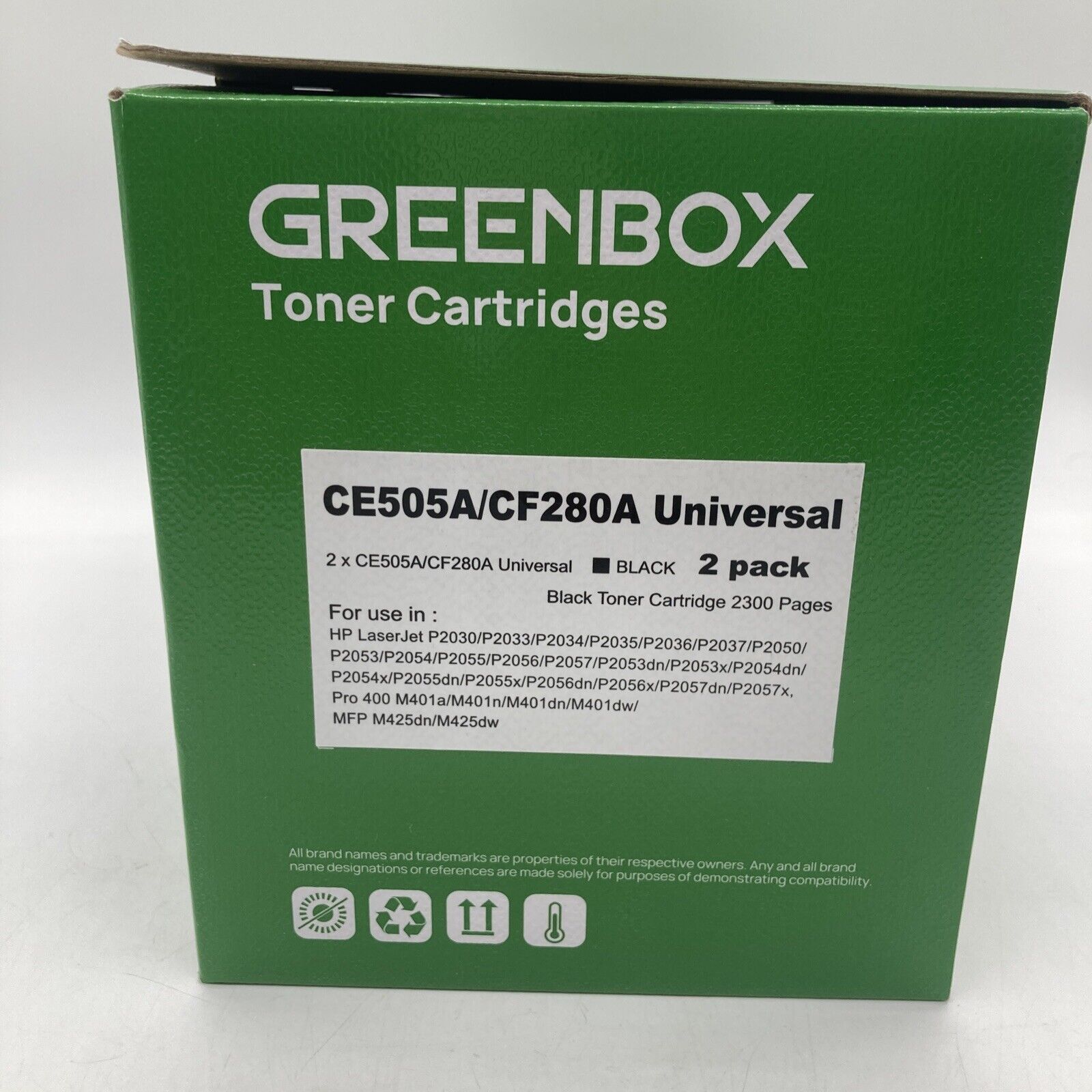 GreenBox 2 pack Premium Toner Cartridges CE505A/CF280A Universal Black