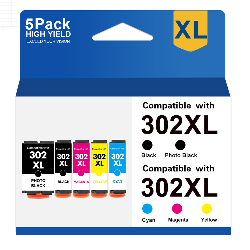 5Pack 302 XL T302XL Ink For Epson Expression Premium XP-6000 XP-6100 Printer