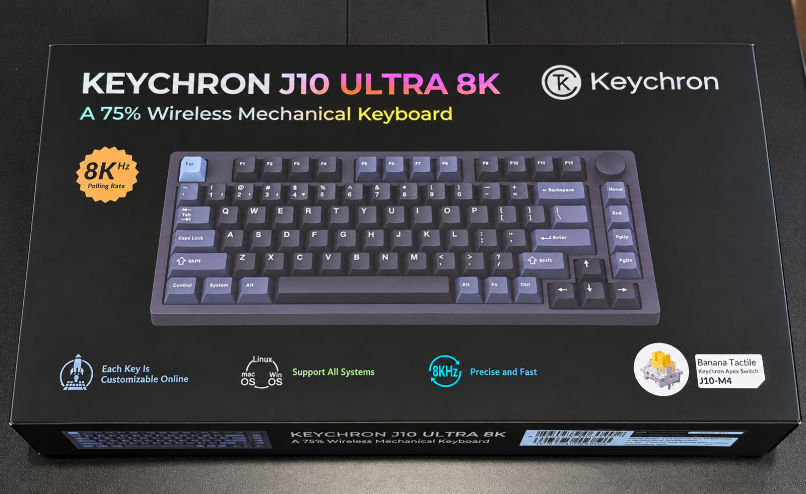 Keychron J10 Ultra 8K Wireless Custom Mechanical Keyboard, Full Aluminum