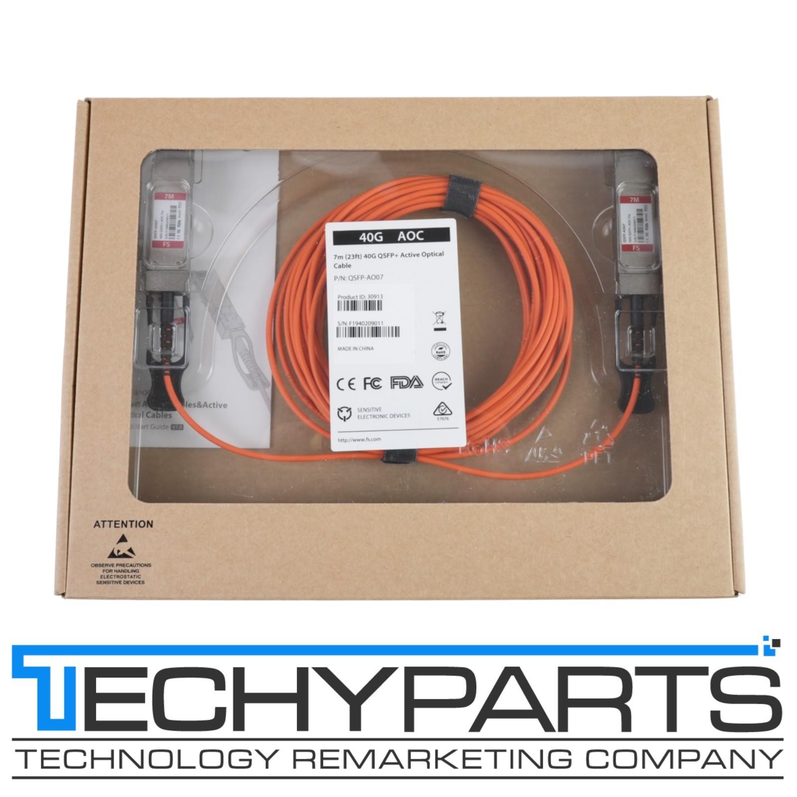 NEW FS 7m (23ft) 40GBps QSFP+ Active Optical Cable QSFP-AO07