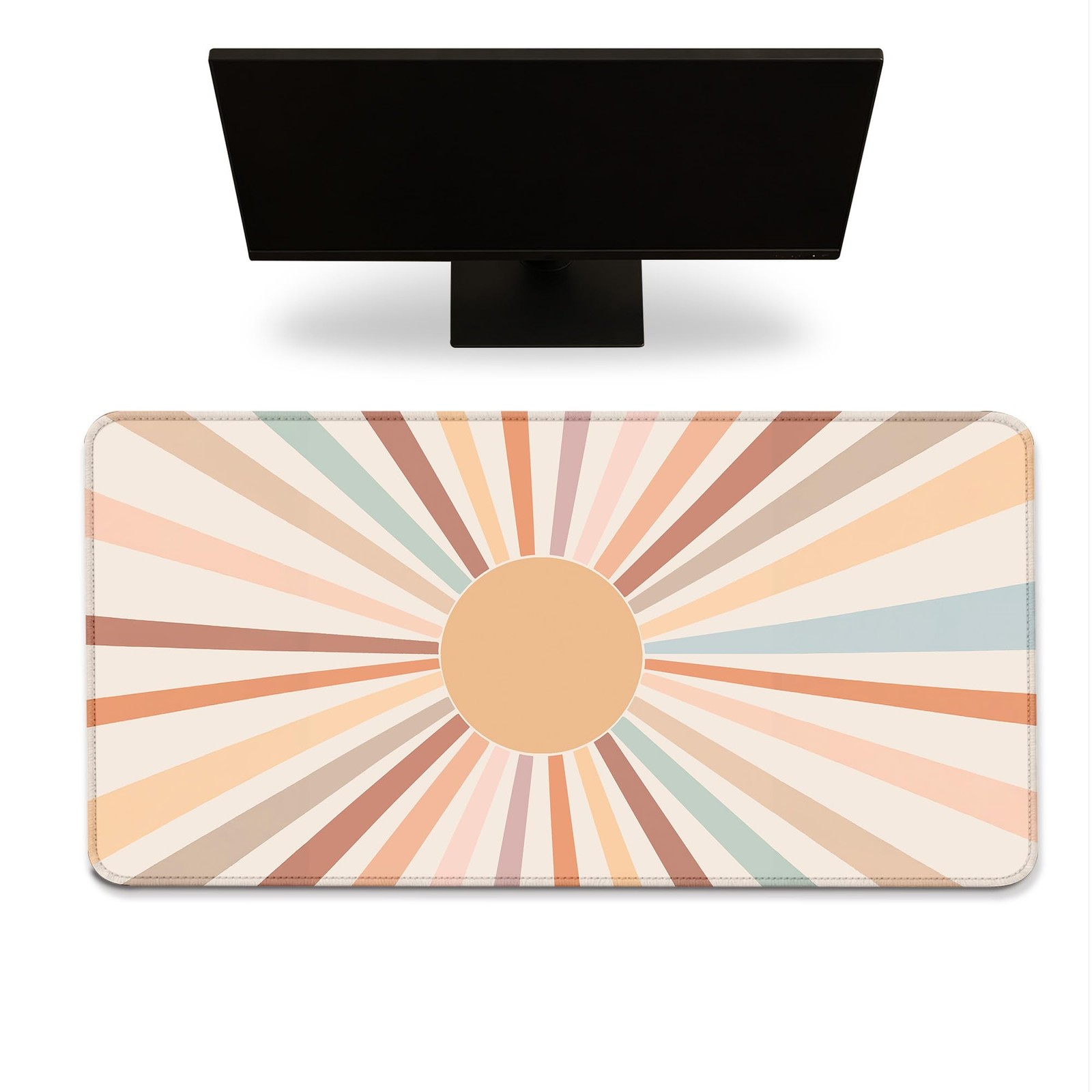 Boho Colorful Rainbow Sun Mouse Pad 31.5x15.7,Boho Gifts for Women,Sunset Sun...