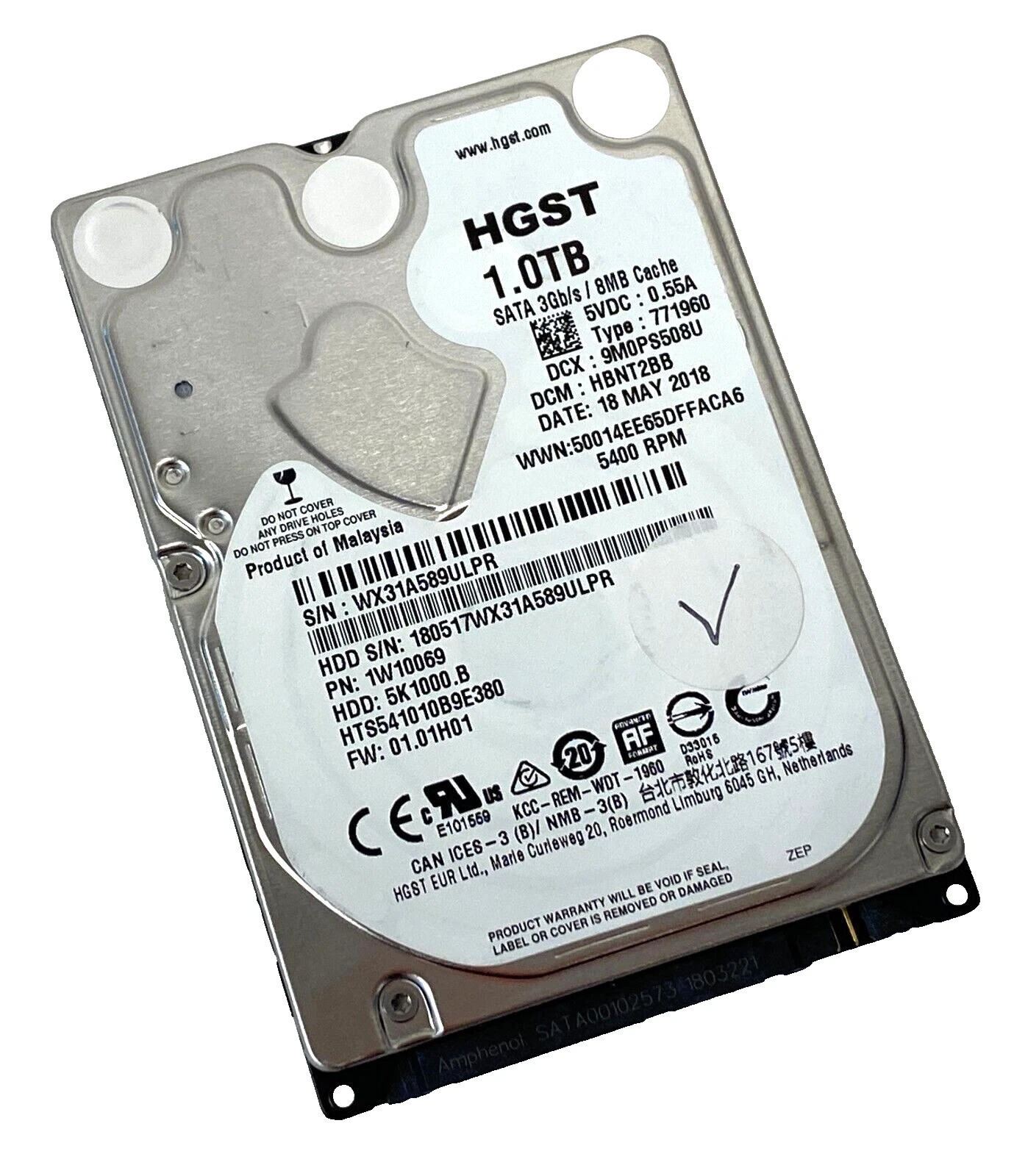 HGST 1TB SATA 2.5 HARD DRIVE - SILVER