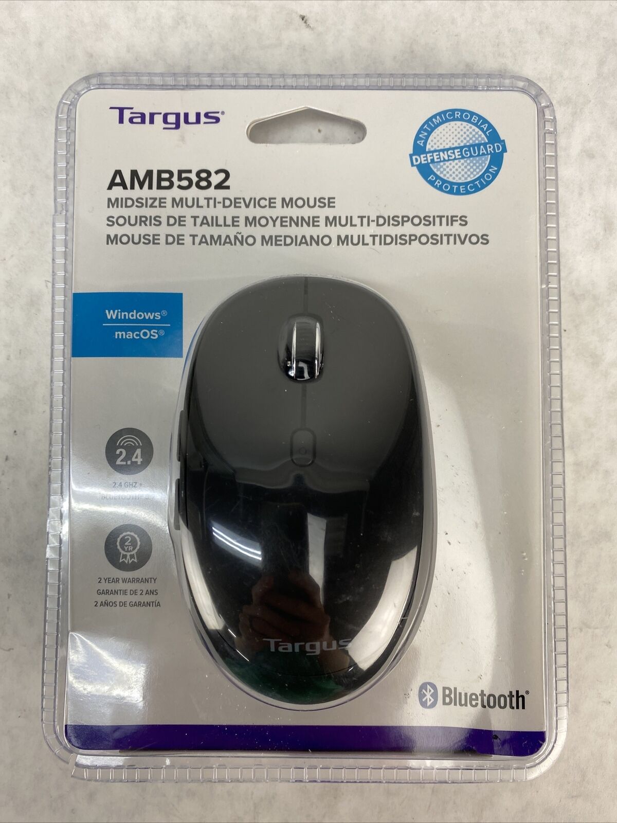 Targus AMB582GL Midsize Comfort Multi-Device Antimicrobial Wireless Mouse