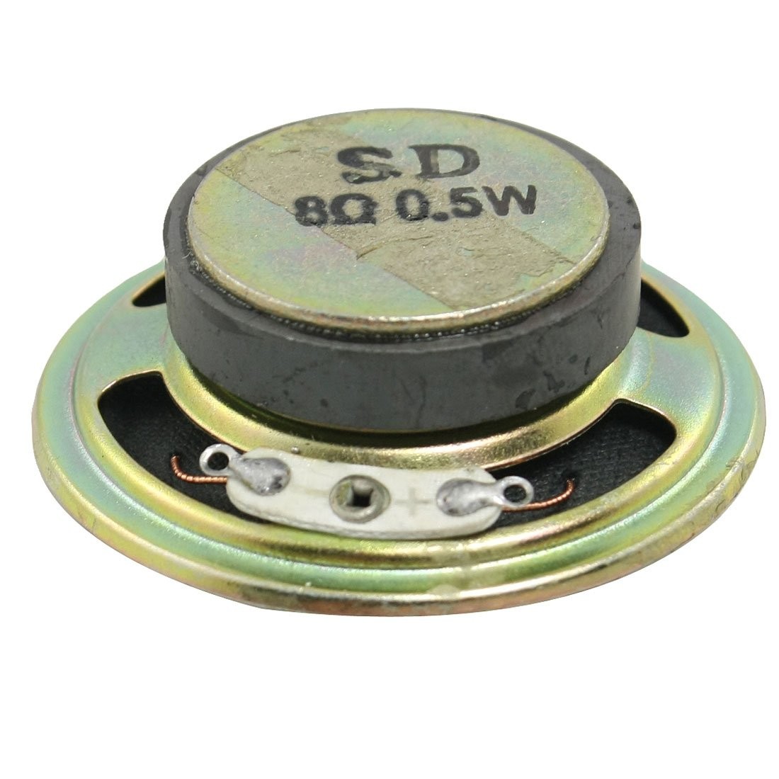 uxcell 2" Diameter Round Metal Shell External Magnet Speaker 8 Ohm 0.5W, Gold