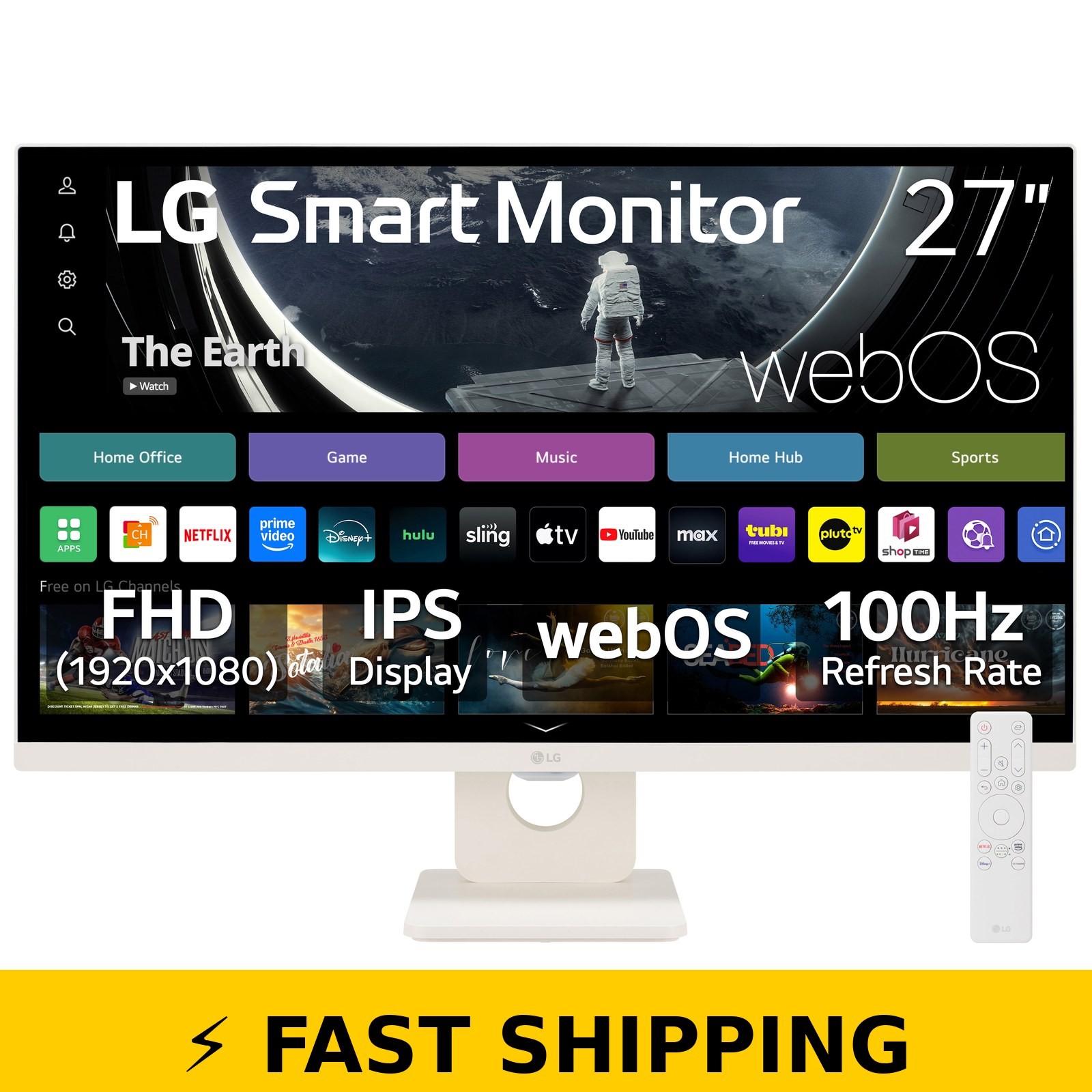 LG 27" FHD IPS Smart Monitor with webOS 100Hz - White