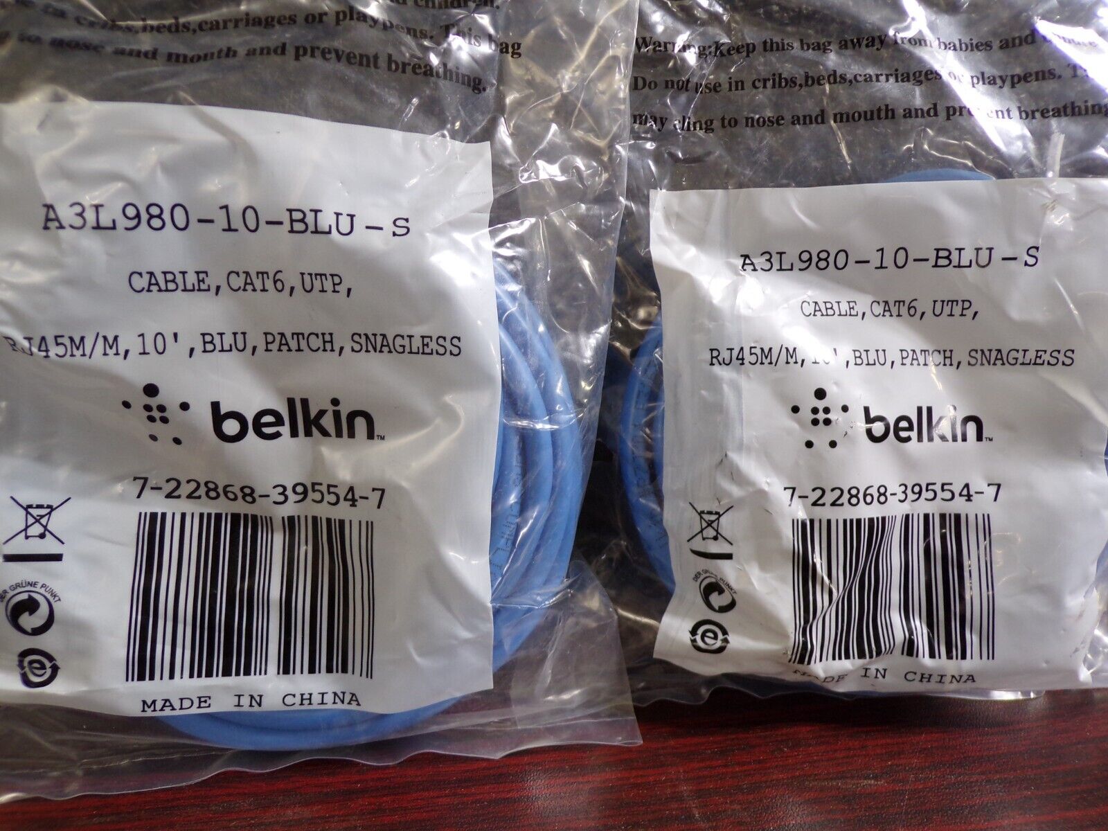 Belkin Cat6 Patch Cable Blue 10 Ft A3L980-10-BLU-S (G)