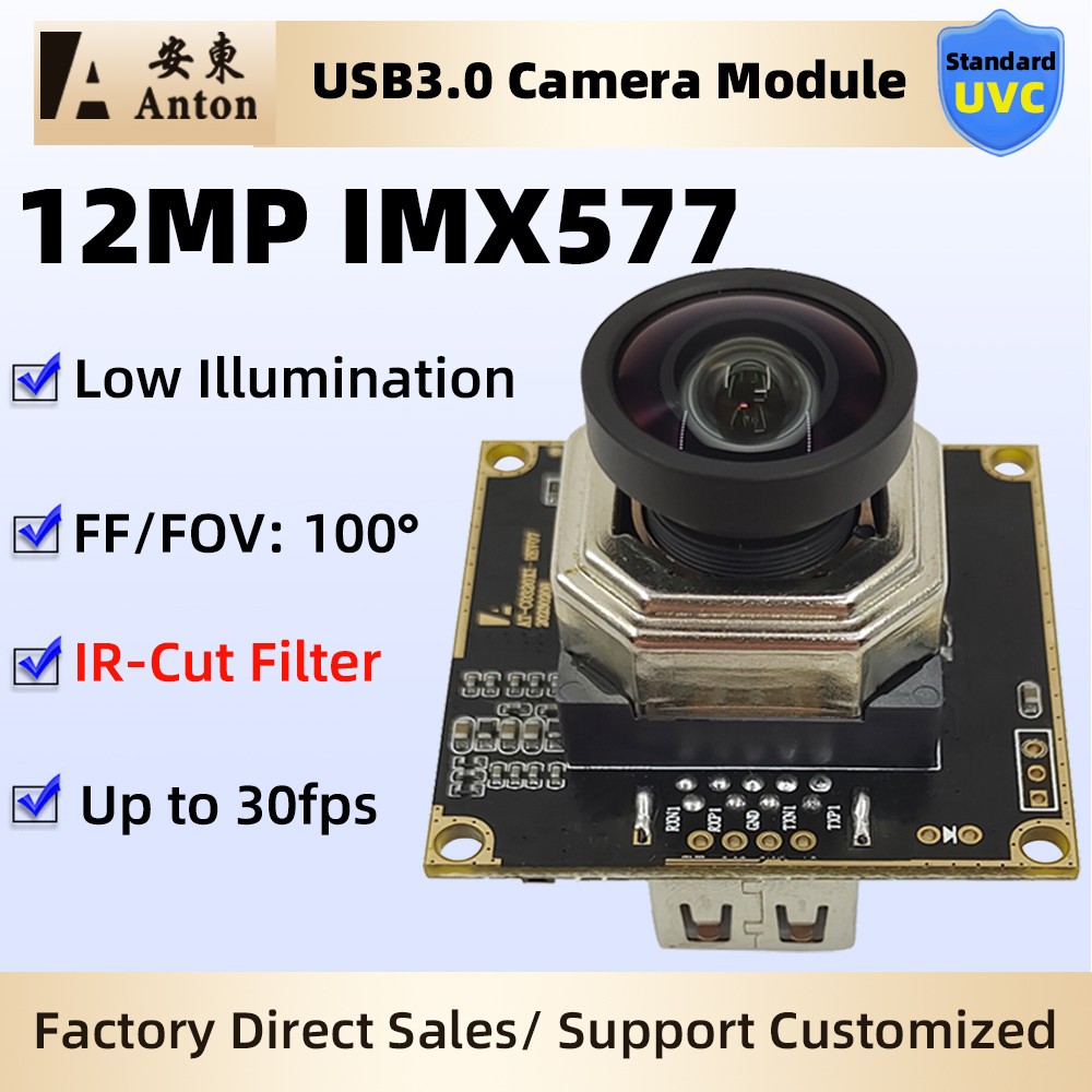 12MP IMX577 USB3.0 Camera Module FOV 100° AF IR-Cut Filter UVC OTG 30fps Webcam