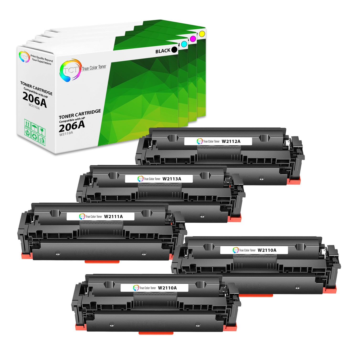 5PK TCT Premium 206A BCYM for Compatible HP LaserJet M255dw Toner Cartridge