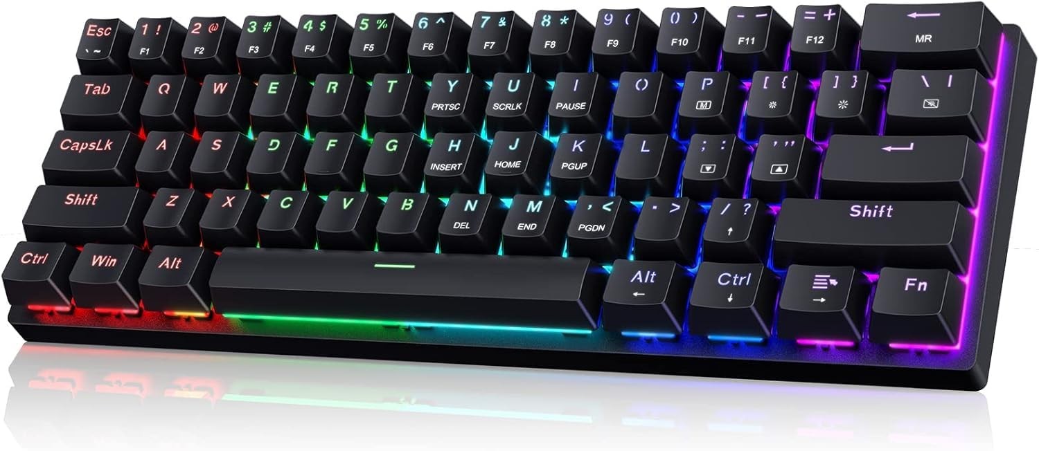 Portable 60% Mechanical Gaming Keyboard,60 Percent Wired Gamer Keyboard with Blu