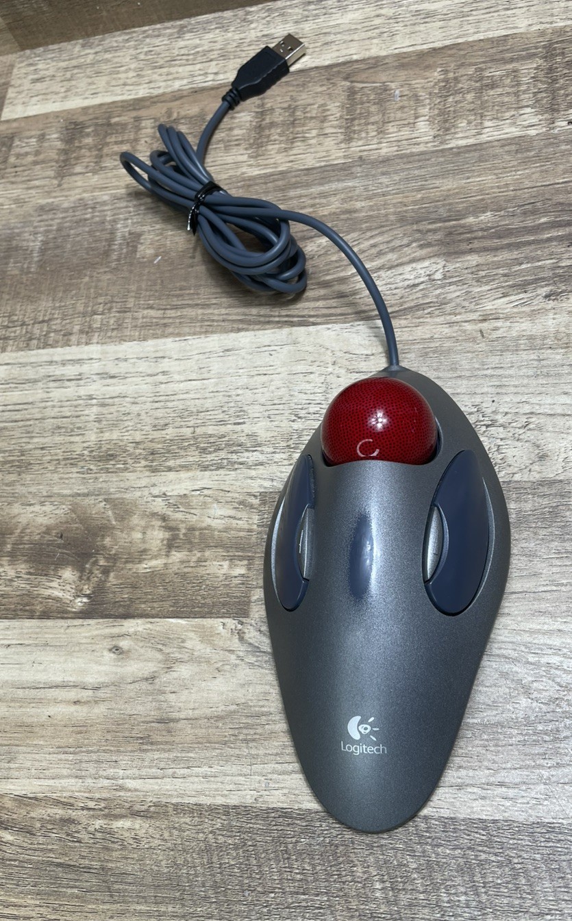 LOGITECH T-BC21 MARBLE MOUSE USB 804377-0000 4-BUTTON TRACKBALL, Tested Genuine
