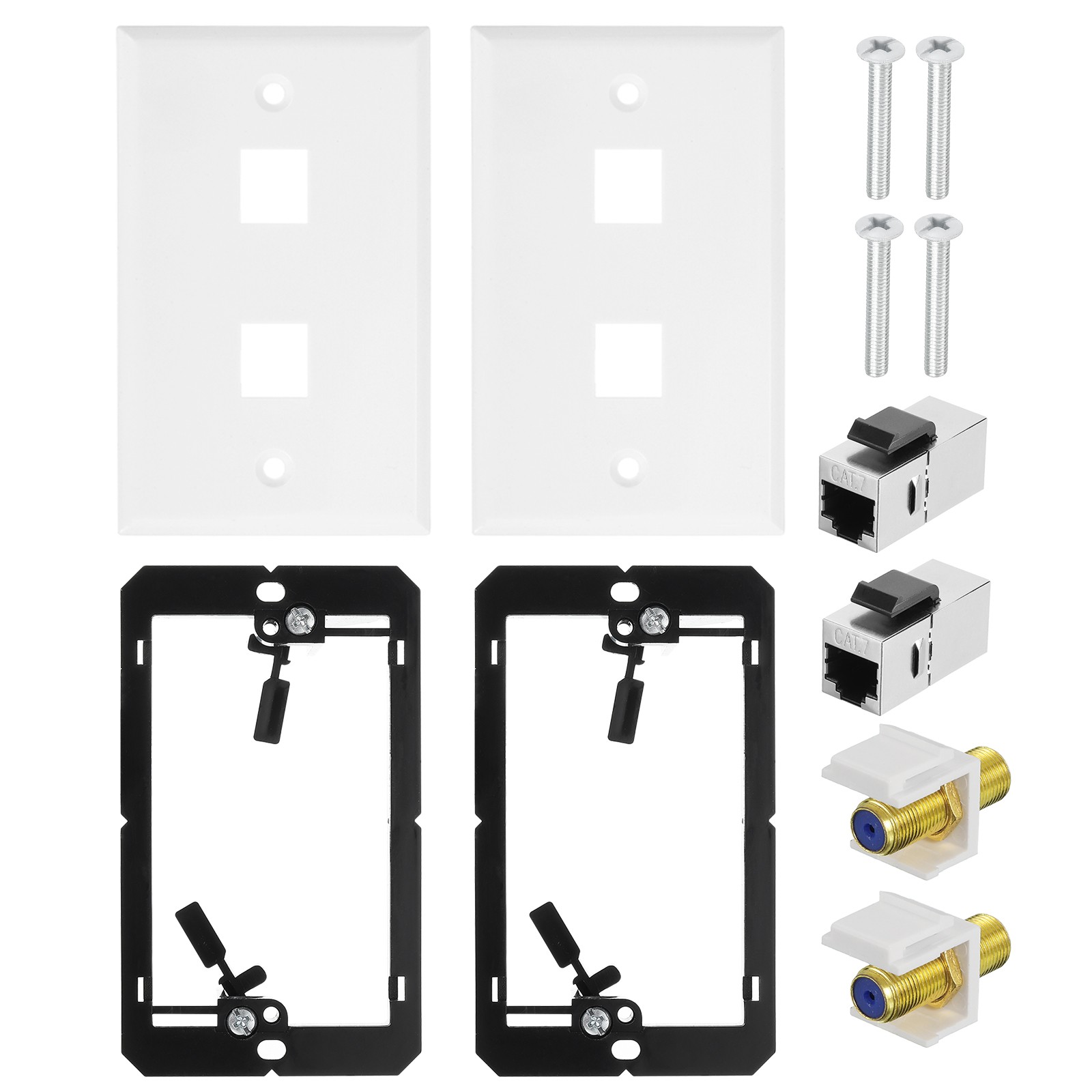 2 Pack Ethernet Wall Plate, 2 Port Cat 7 Ethernet Wall Outlet Jack RJ45 Coupler