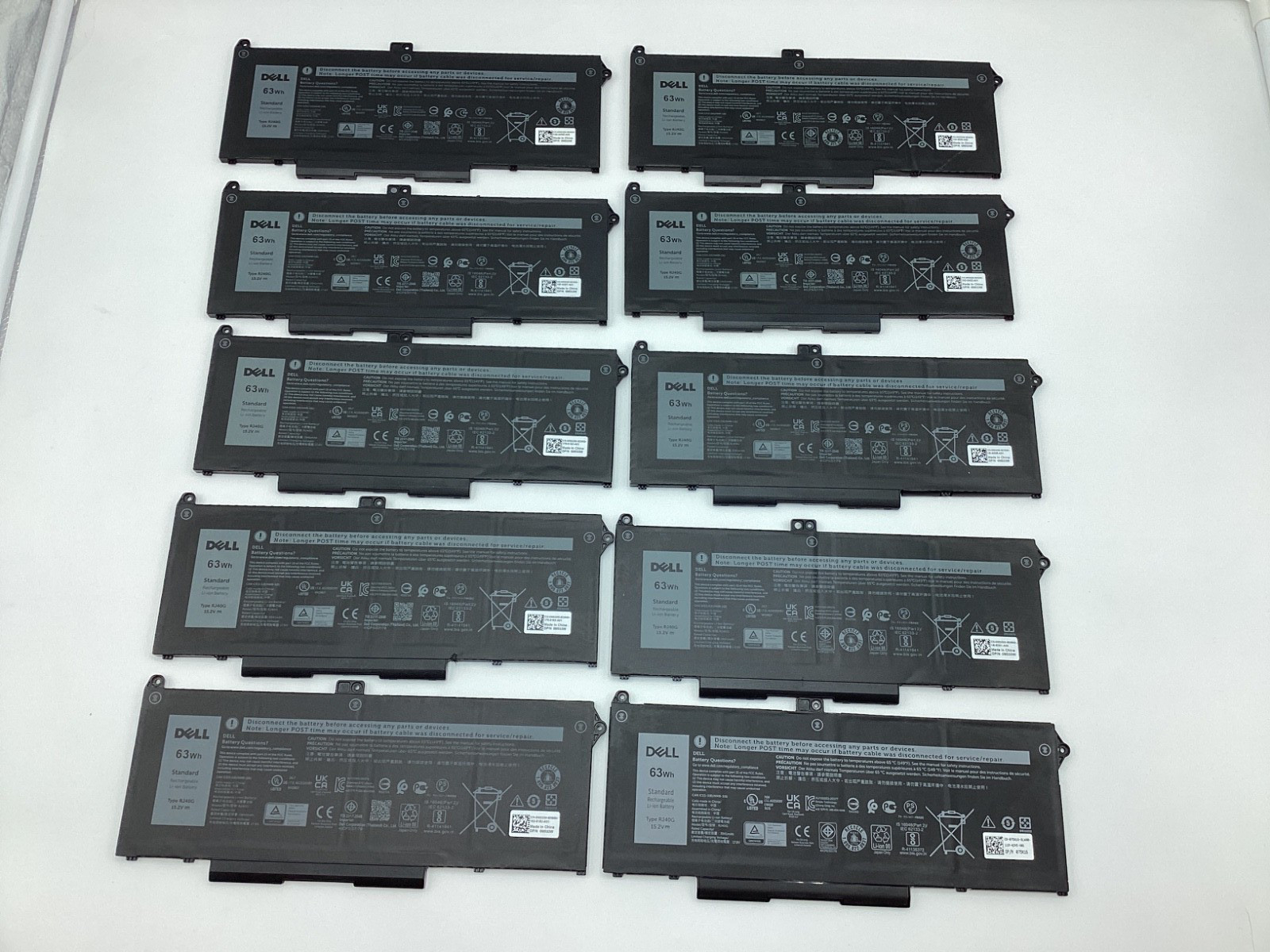 LOT of 10 RJ40G M033W Battery For Dell Latitude 5420 5520 Precision 3560 63Wh US