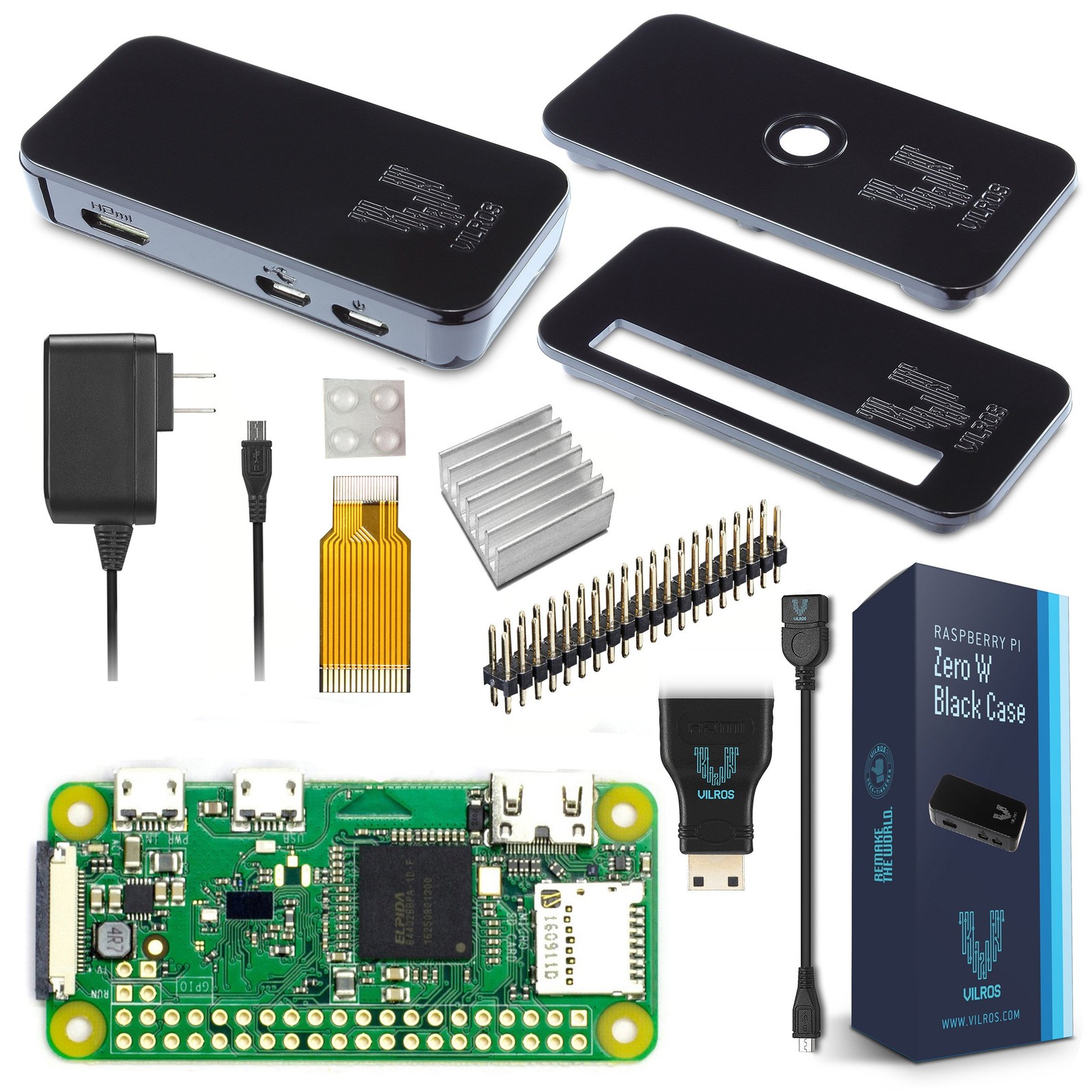 Raspberry Pi Zero W Basic Starter Kit Black Plastic Case
