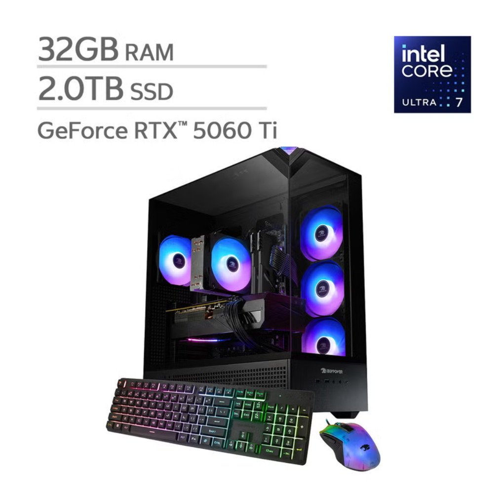 iBUYPOWER Element Gaming Desktop PC Ultra 7 265F 32GB RAM 2TB SSD RTX 5060 Ti 8G