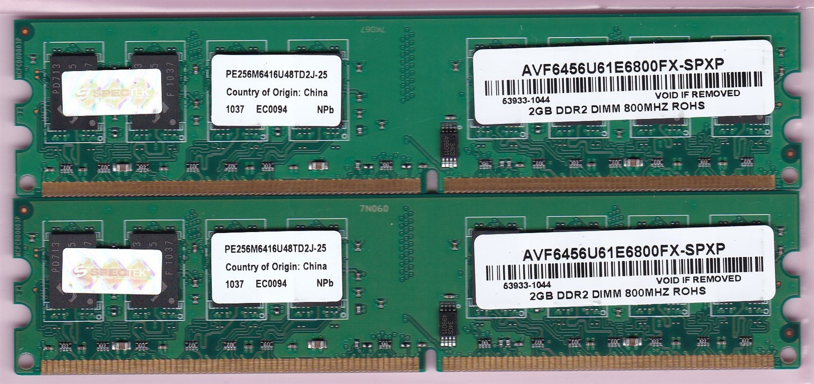 4GB 2x2GB PC2-6400 DDR2-800 AVANT AVF6456U61E6800FX-SPXP SPECTEK Ram Memory Kit