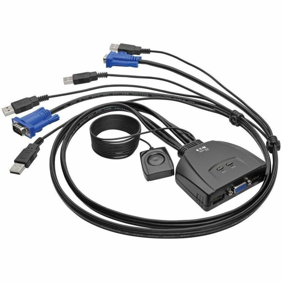 Eaton Tripp Lite Series 2-Port USB/VGA Cable KVM Switch with Cables and USB