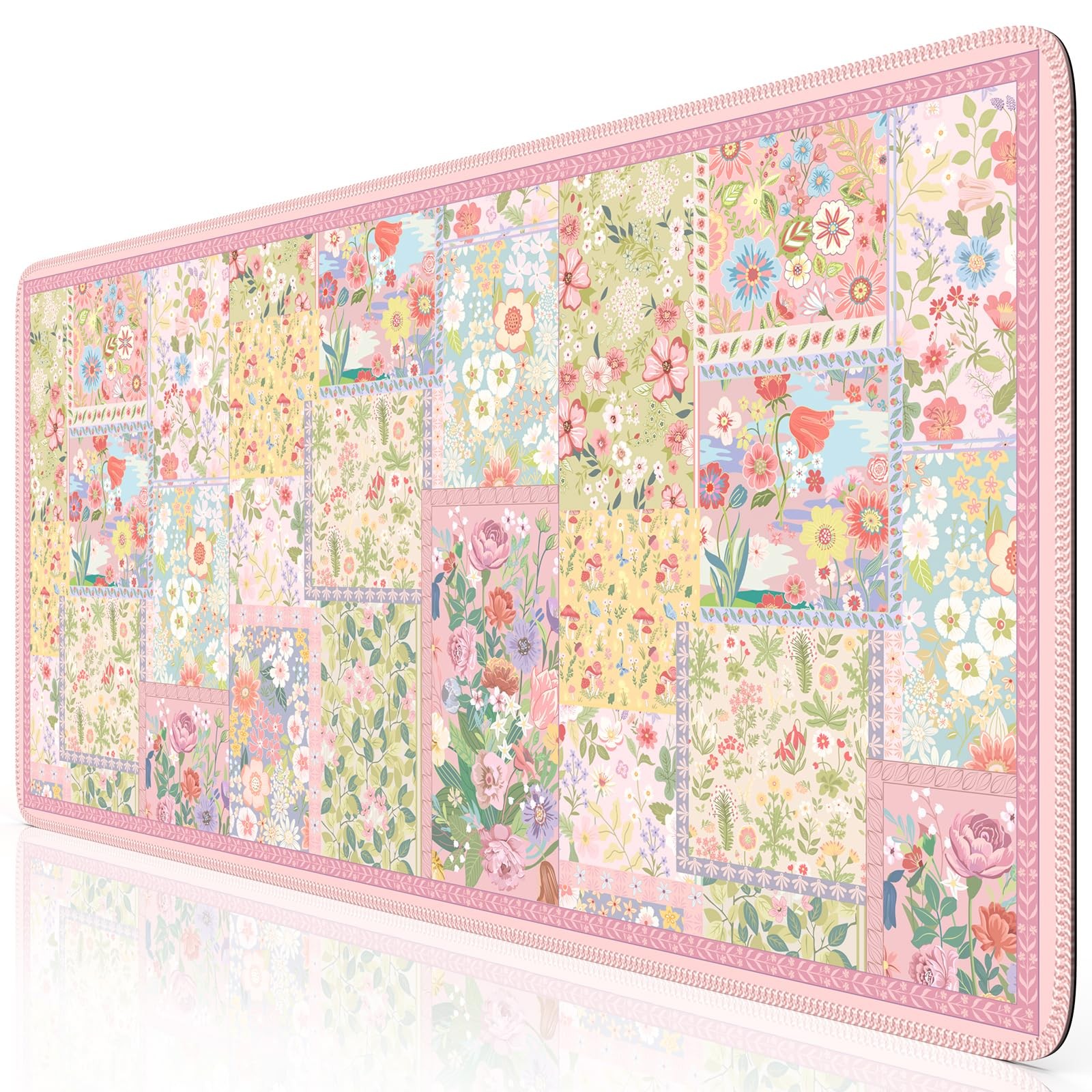 iCasso Pink Desk Mat for Keyboard and Mouse, Large Mouse Pad, Floral Desk Pad...