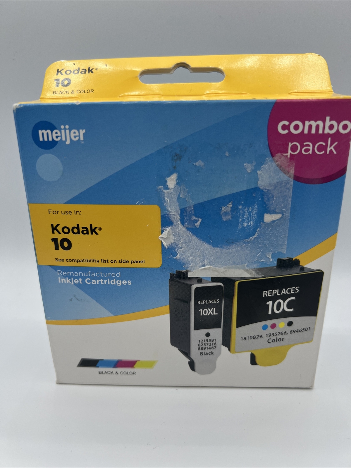 Meijer 2 Pk 10xl & 10c fits a Kodak 10 Ink Cartridges Blk & Color
