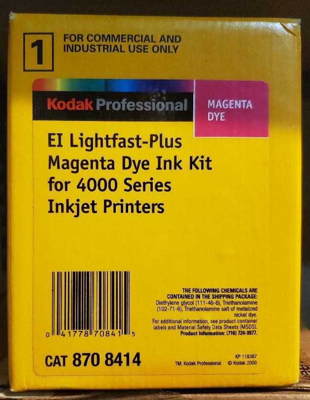 Genuine Sealed Kodak Encad Magenta EI Lightfast Dye Ink Kit 4000 8708414 500 ml