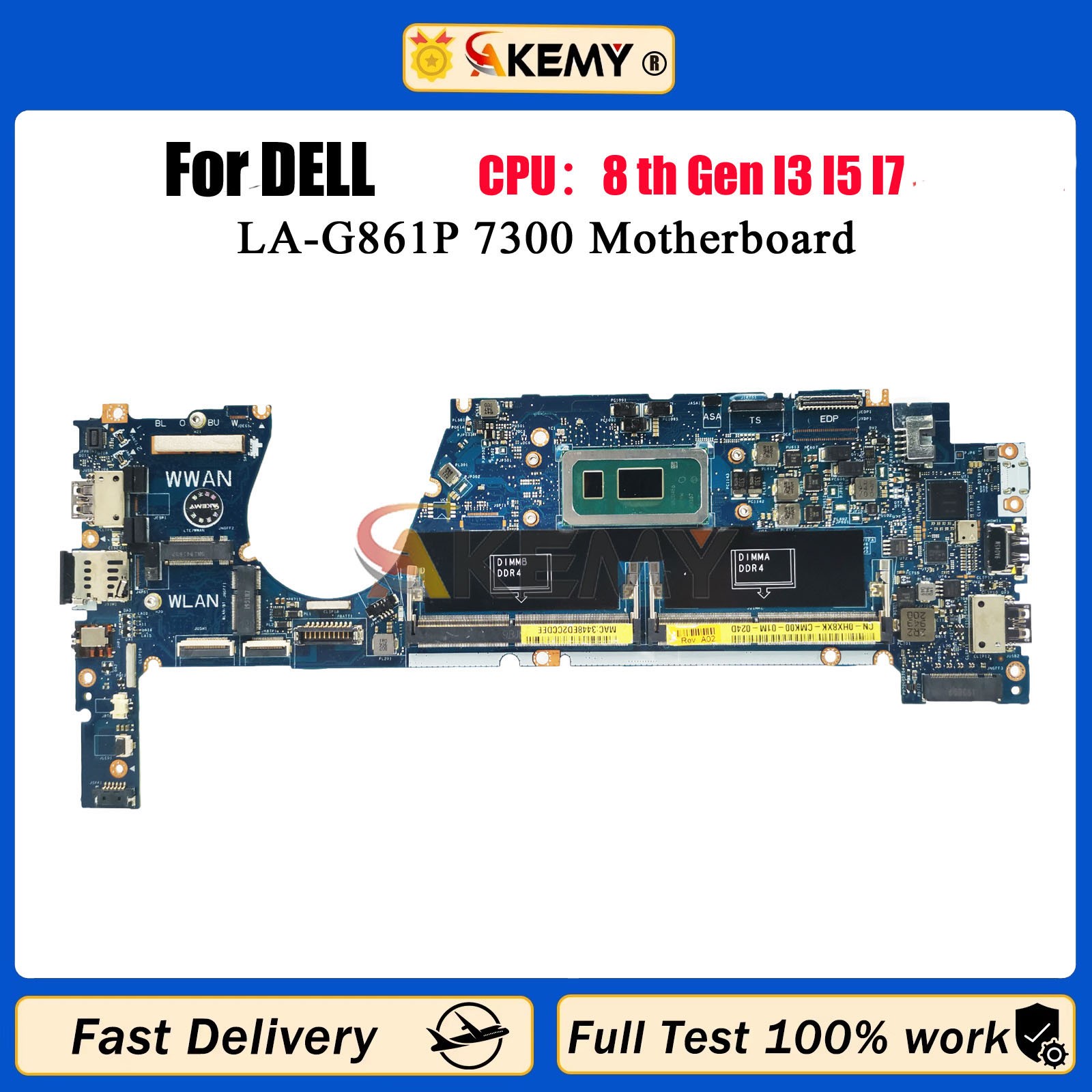 LA-G861P Laptop Motherboard For Dell Latitude 7370 with i5 i7 CPU CN-09XFPT