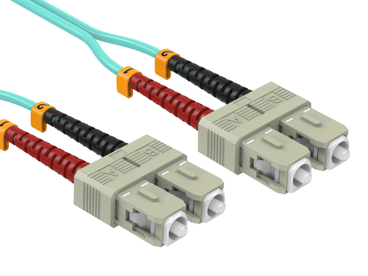 10m OM4 SC to SC UPC Duplex Corning Fiber Optic Cable Multimode 50/125 OFNR R...