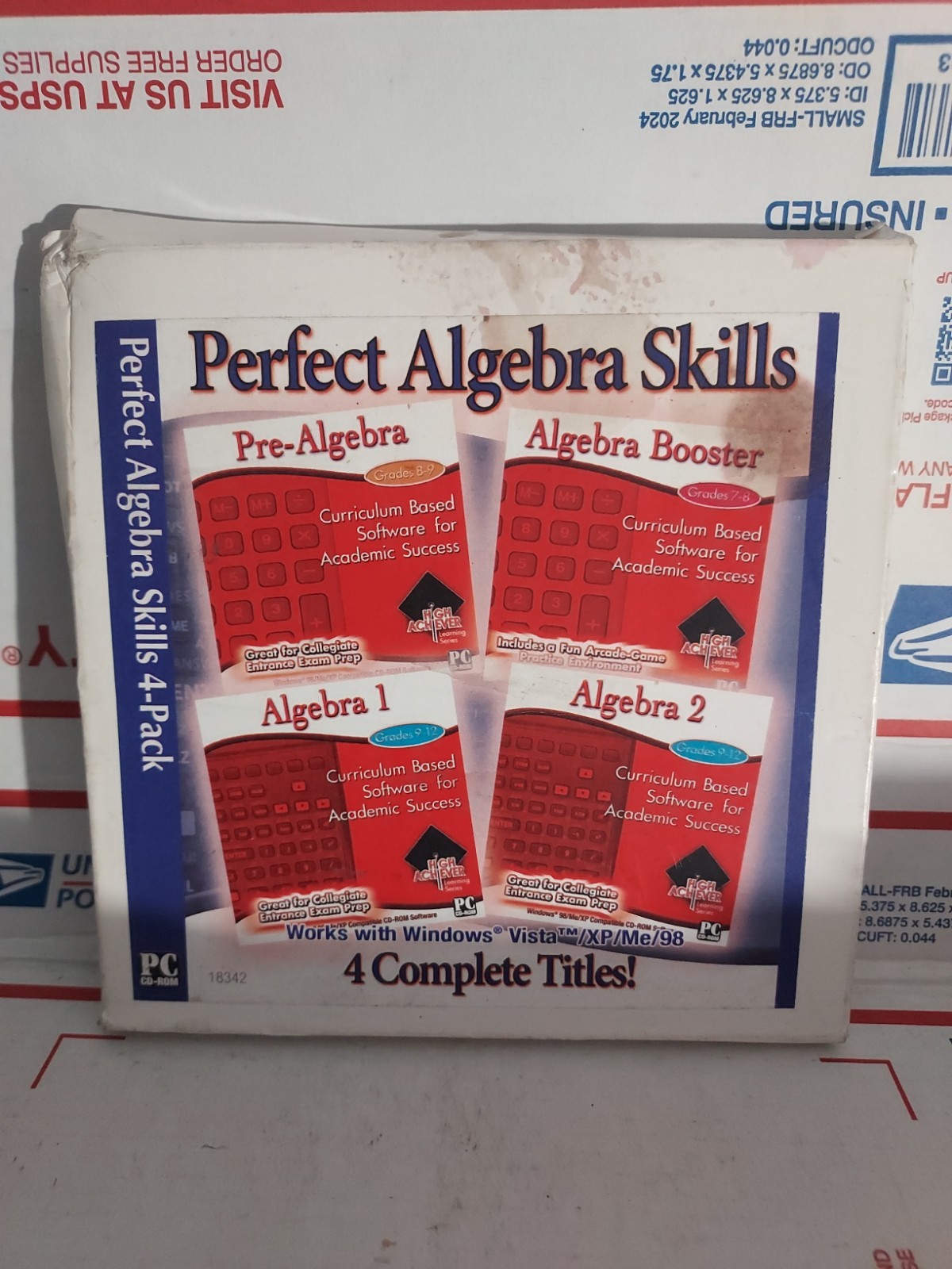 Perfect algebra skills 4 pack  Prealgebra algebra booster algebra 1 & 2 PC #162c